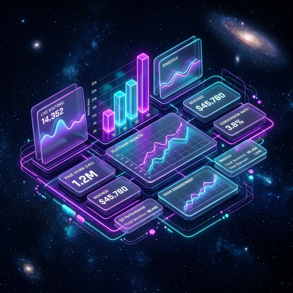 3D Web Application Analytics Dashboard Render