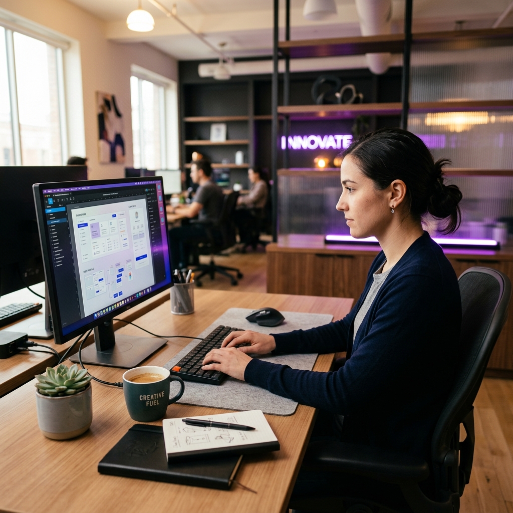 Professional workspace showing modern web development